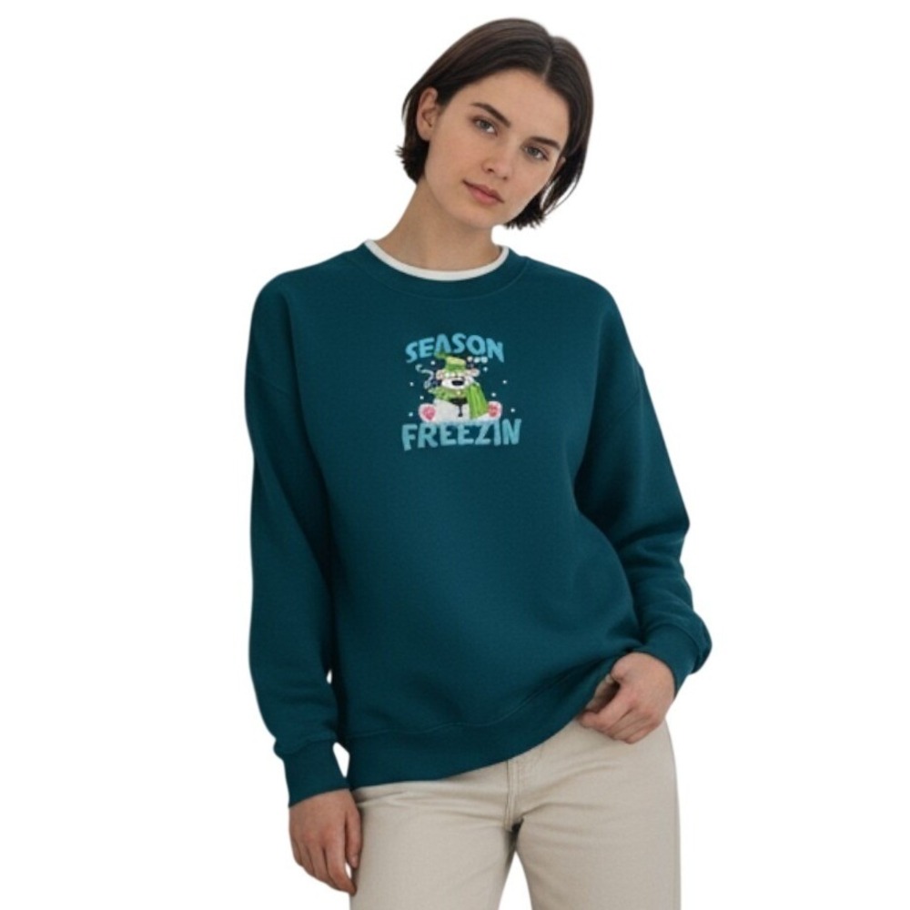 MC Sportswear‎ Teal Polar Bear Season For Freezin Crewneck Sweatshirt Medium